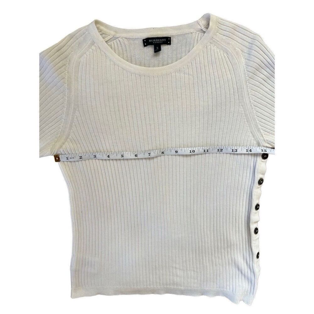 Burberry London Cotton White CREWNECK Long sleeve Sweater Button Details Size S - Picture 9 of 13